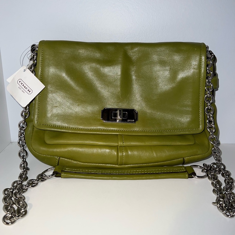 VINTAGE 1993 COACH Olive Green Leather Chelsea Crossbody Purse Bag